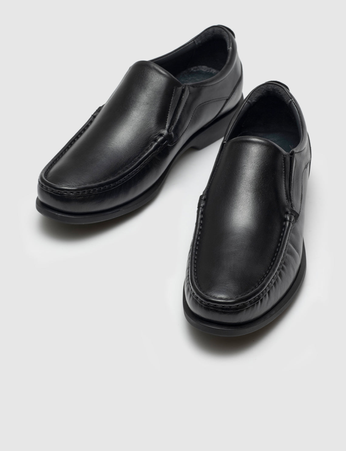 Men Black Genuine Leather Slip On Casual Shoes