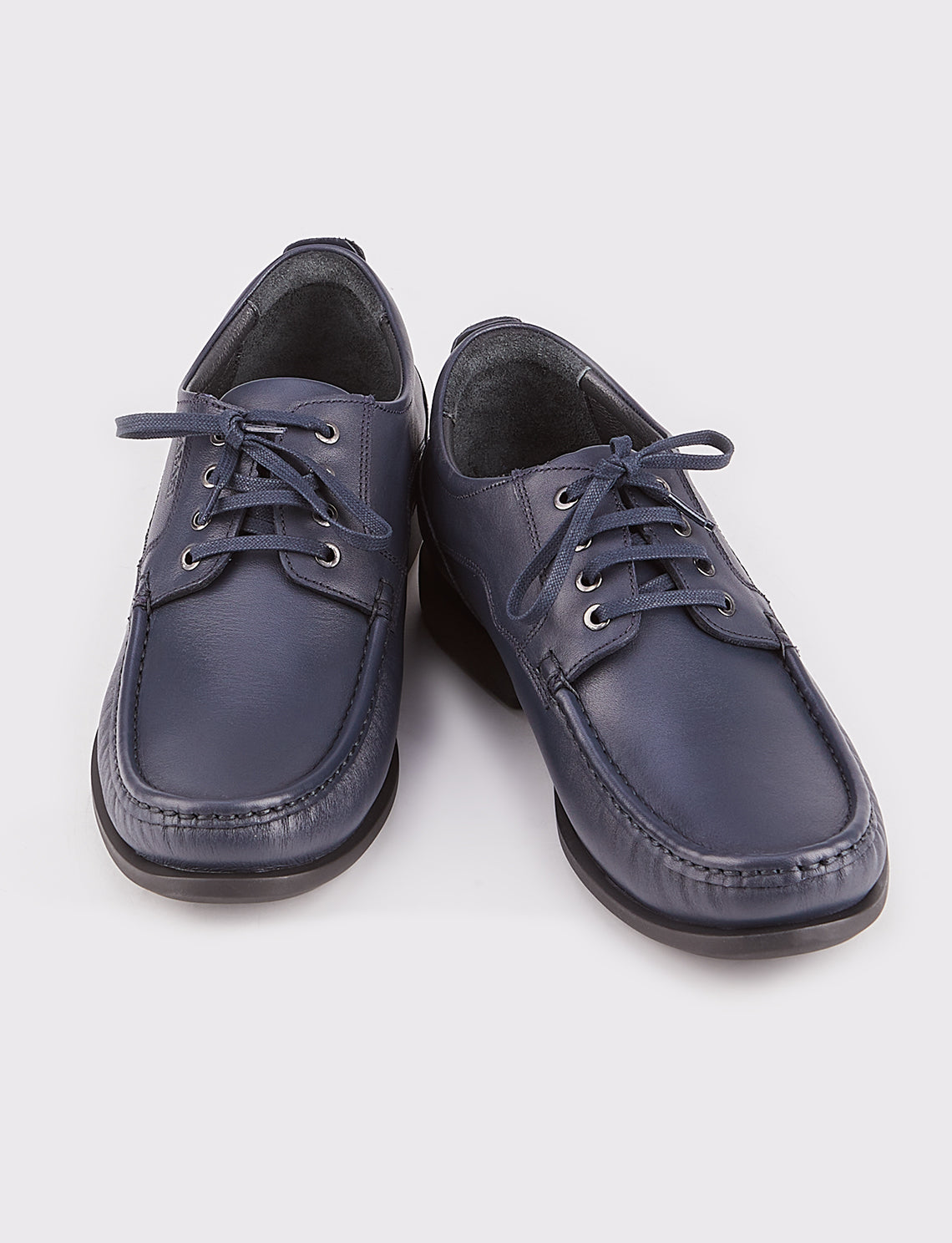 Men Navy Blue Genuine Leather Lace Up Front Casual Shoes