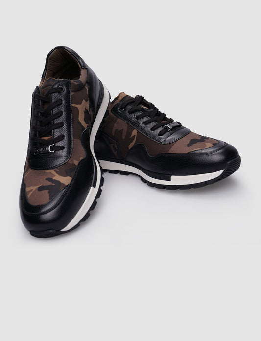 Cabani 460M1450 Erkek %100 Hakiki Deri sneaker &spor 1366 Siyah Kırma-Kahve Siyah Kamuflaj