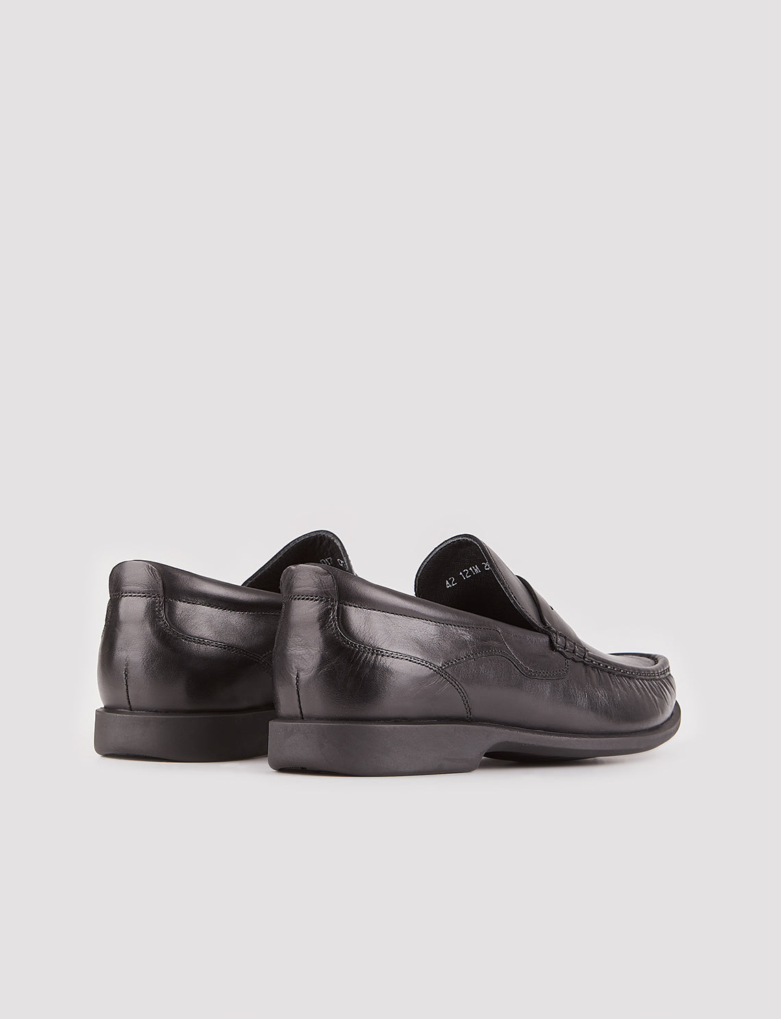 Men Black Genuine Leather Slip On Penny Loafers