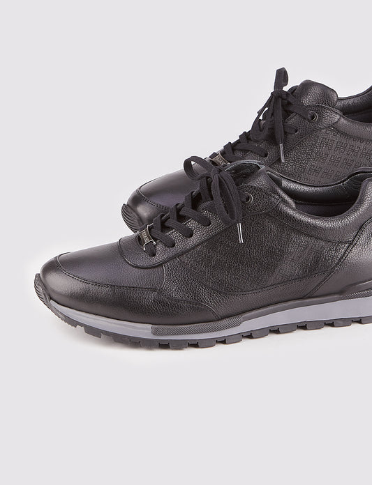 Cabani 460C548 Erkek %100 Hakiki Deri sneaker &spor 464 Siyah Ufak Kırma