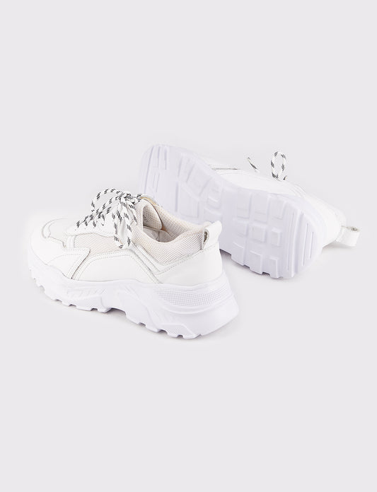 Cabani 256B1391 Kadın Rugan Hakiki Deri sneaker &spor 538 Beyaz Soft - Beyaz Süet - Beyaz Rugan