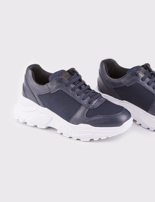 Cabani 256B1463 Kadın %100 Hakiki Deri sneaker &spor 1074 Lacivert Napa-Laci File Bez