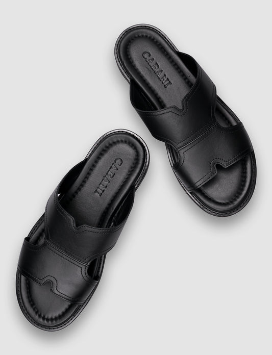 Cabani 427 Erkek %100 Hakiki Deri Klasik Terlik Siyah