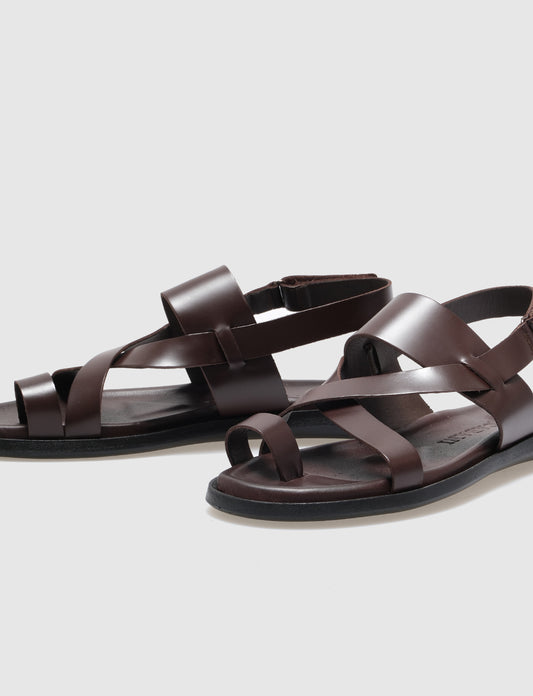 Cabani 453 Erkek %100 Hakiki Deri Klasik Sandalet Kahverengi