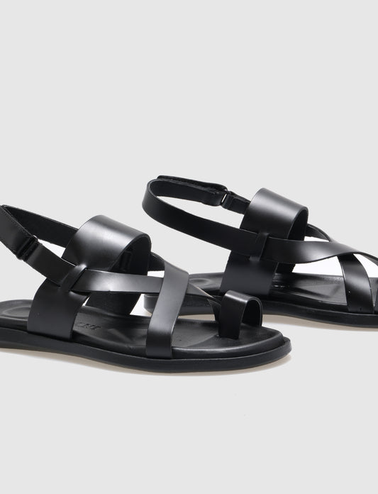 Cabani 453 Erkek %100 Hakiki Deri Klasik Sandalet Siyah