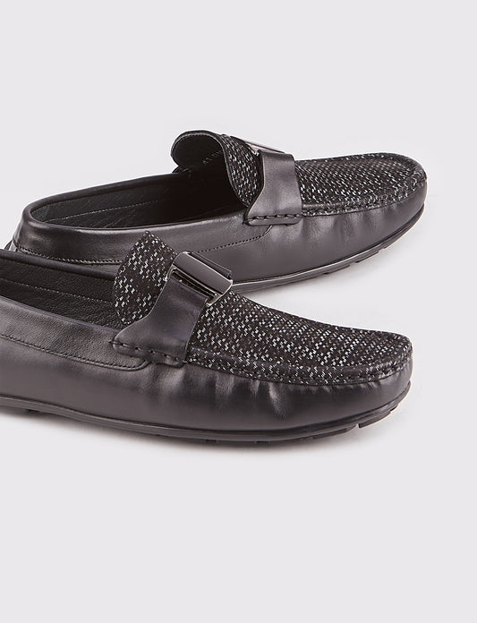 Cabani 010M3823 F Erkek %100 Hakiki Deri Loafer Ayakkabı 017 Siyah Antik-Siyah Geyik