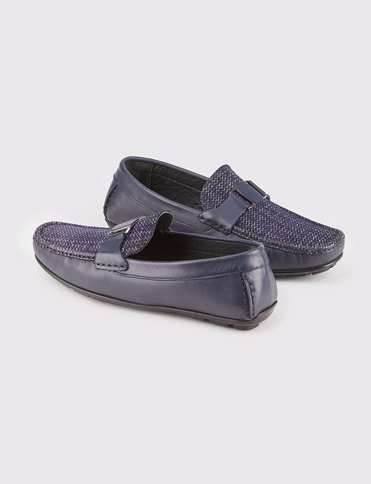 Cabani 010M3823 F Erkek %100 Hakiki Deri Loafer Ayakkabı 790 Lacivert Antik