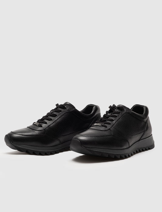 Cabani 435E548 Erkek %100 Hakiki Deri Sneaker Ayakkabı 426 Siyah Kırma