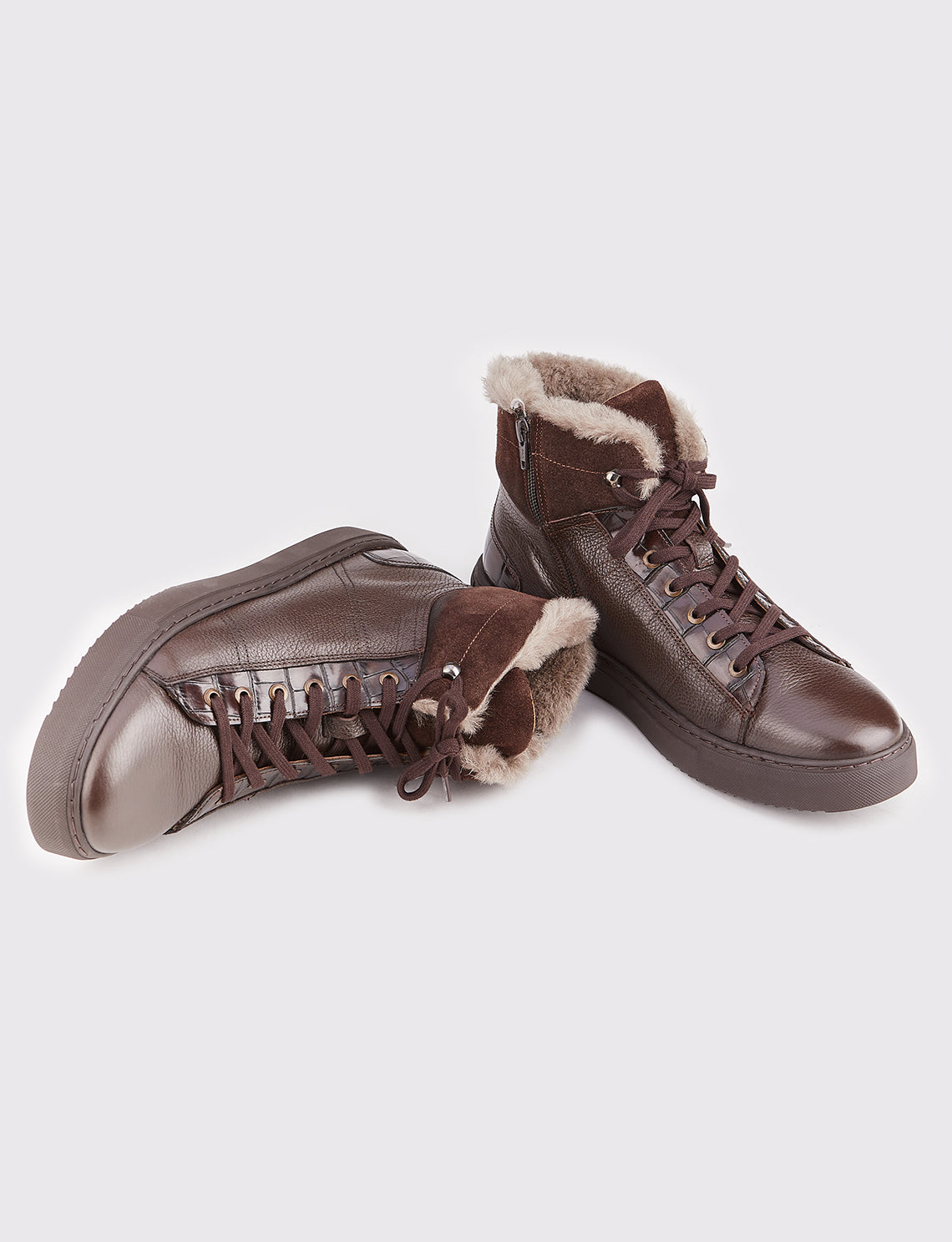 Cabani 454K1508 Erkek %100 Hakiki Deri Sneaker Ayakkabı 343 Kahve Deri - Kahve Süet - Kahve Sabunlu Deri
