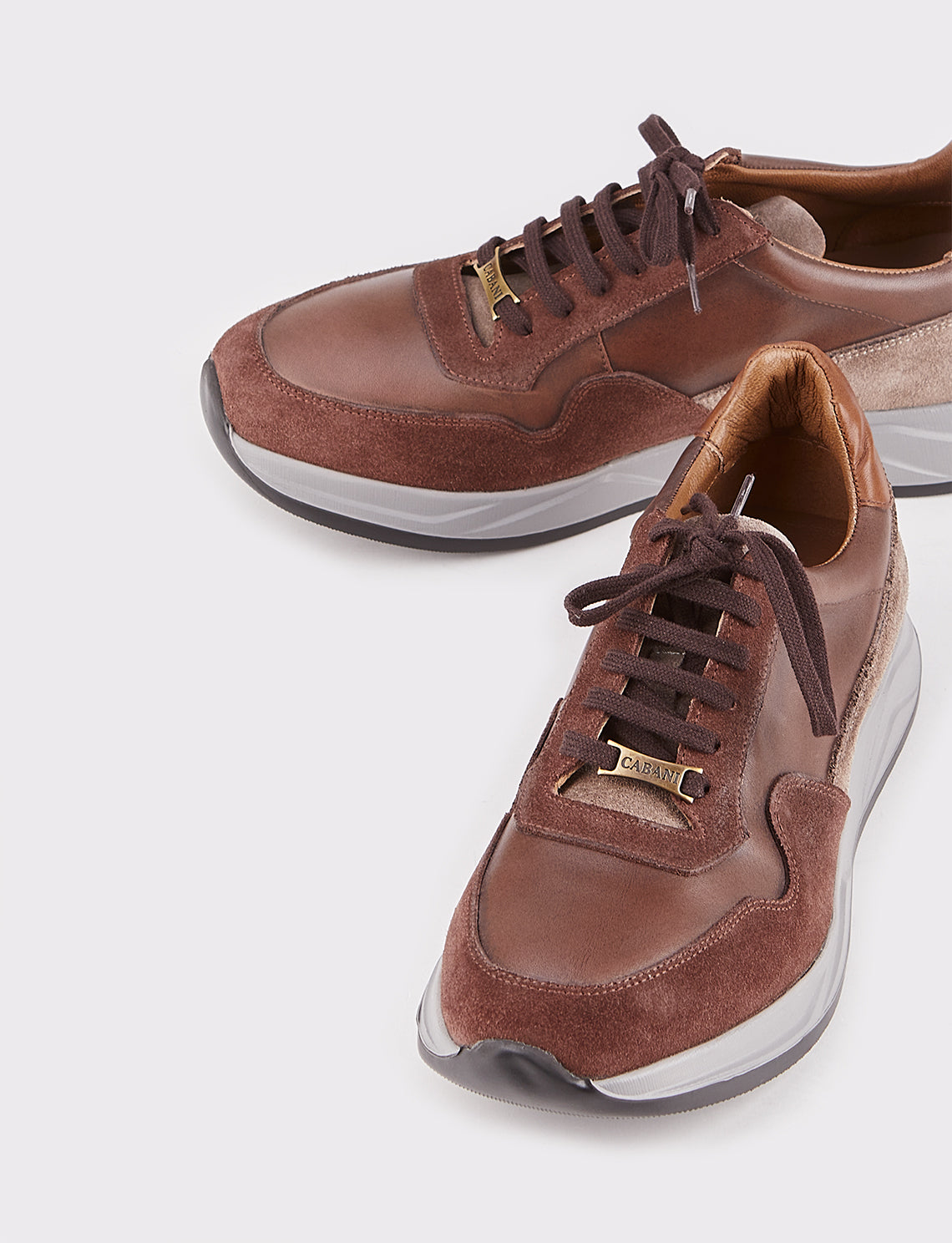 Men Brown Genuine Leather Lace Up Sneakers