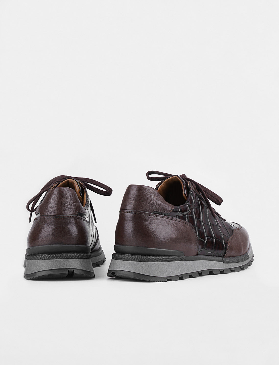 Cabani 460M1510 Erkek Croco Hakiki Deri Sneaker Ayakkabı 358 Kahve Kroko- Kahve