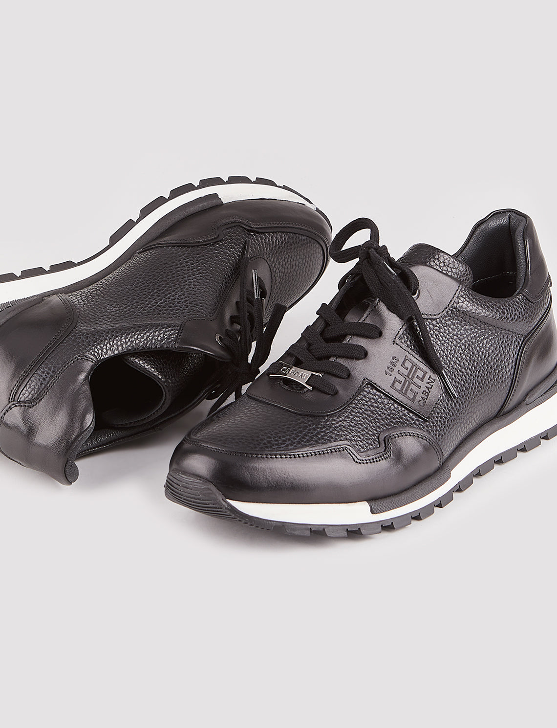 Cabani 460M1499 Erkek %100 Hakiki Deri Sneaker Ayakkabı 017 Siyah Antik-Siyah Geyik