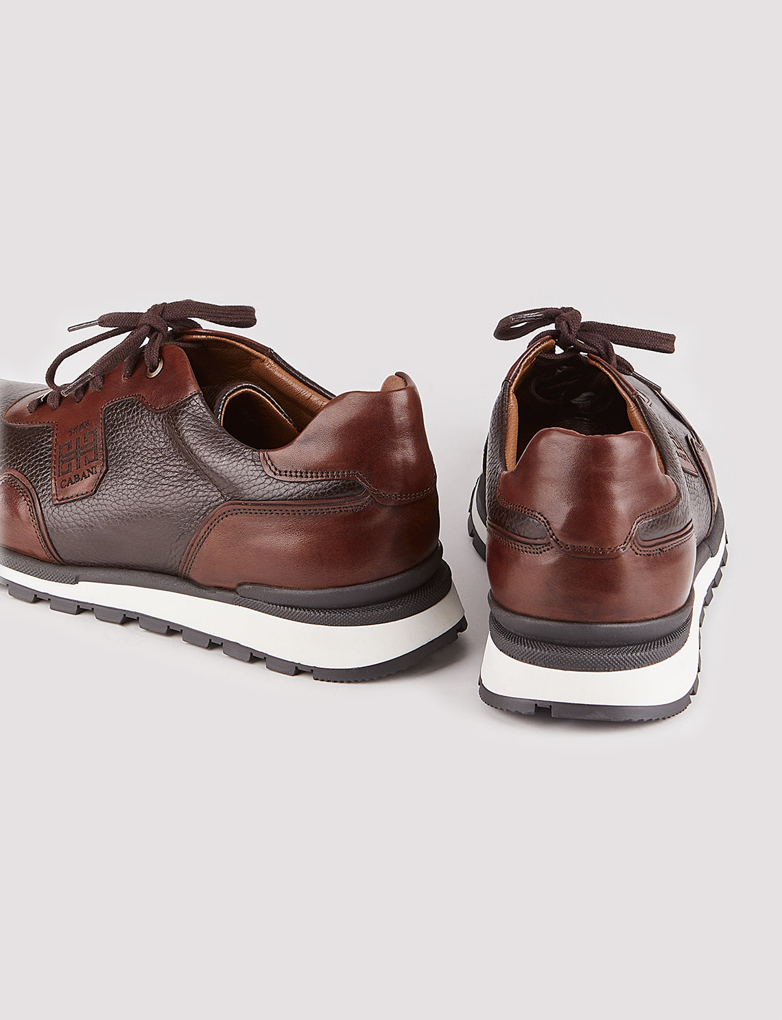 Men Brown Genuine Leather Lace Up Sneakers