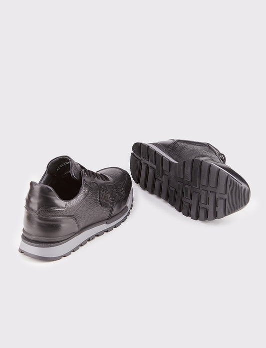 Cabani 460K1499 Erkek %100 Hakiki Deri Sneaker Ayakkabı 1130 Siyah Antik-Siyah Geyik