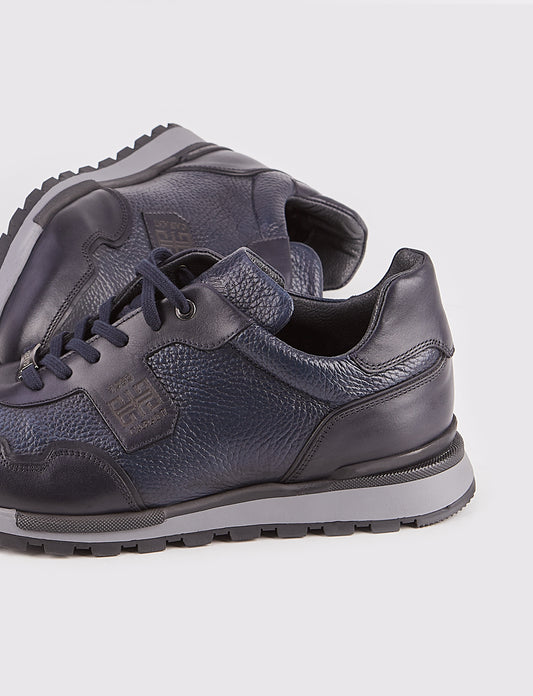 Cabani 460K1499 Erkek %100 Hakiki Deri Sneaker Ayakkabı Lacivert