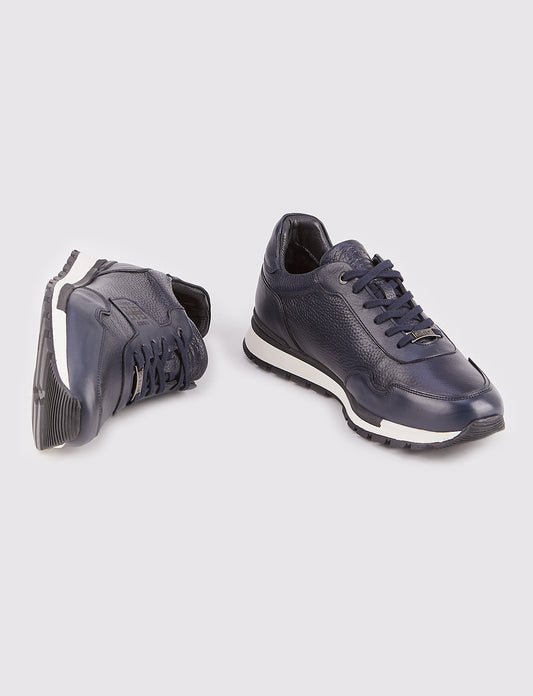 Cabani 460K1499 Erkek %100 Hakiki Deri Sneaker Ayakkabı 790 Lacivert Antik