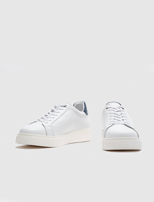 Cabani 378M1495 Erkek %100 Hakiki Deri Sneaker Ayakkabı 197 Beyaz Deri -Mavi Deri
