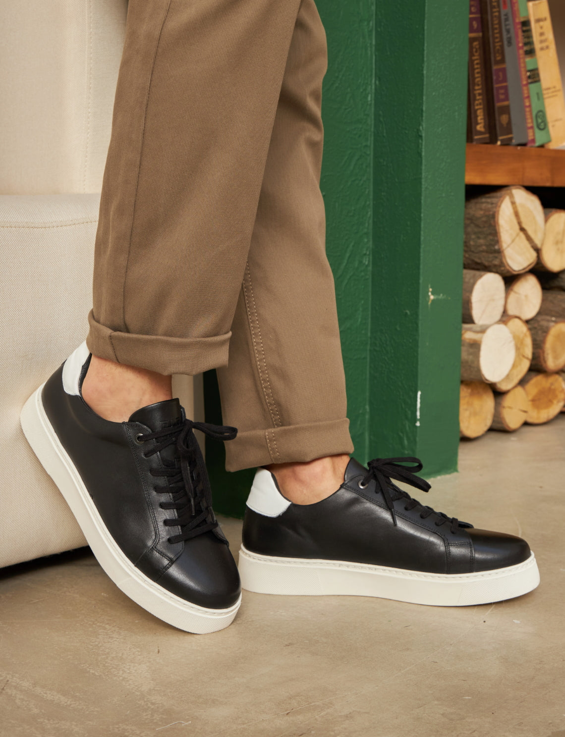 Cabani 378M1495 Erkek  Sneaker Ayakkabı 490 Siyah Antik-Beyaz Deri