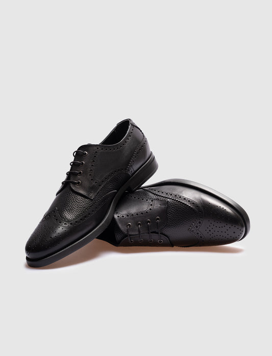 Cabani 387M506 Erkek %100 Hakiki Deri Sneaker Ayakkabı 411 Siyah Deri-Siyah Geyik