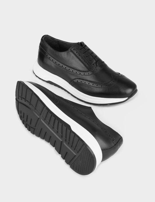 Cabani 520M1549 Erkek %100 Hakiki Deri Sneaker Ayakkabı 017 Siyah Antik-Siyah Geyik