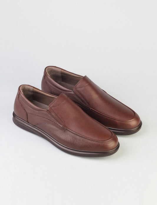 Cabani 250 Erkek %100 Hakiki Deri Günlük Ayakkabı Kahve İnce Baskılı