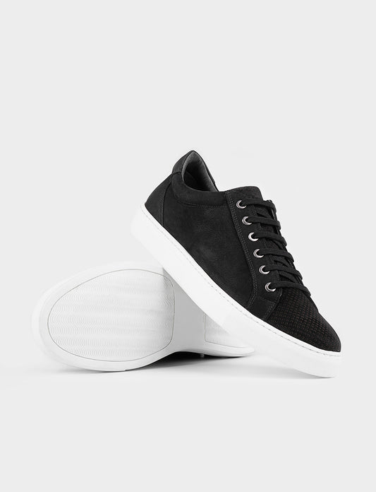 Cabani 518M995B Erkek Nubuk Deri Sneaker Ayakkabı 003 Siyah Nubuk