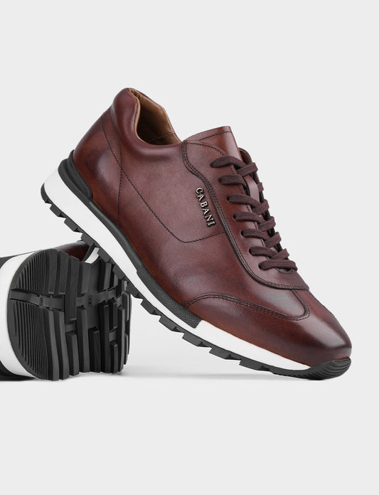 Cabani 460M747 Erkek %100 Hakiki Deri Sneaker Ayakkabı Kahverengi