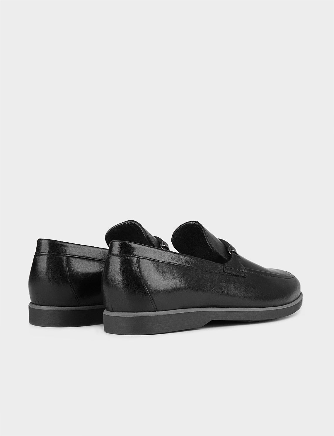 Men Black Genuine Leather Slip On Casual Shoes