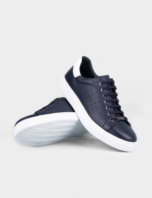 Cabani 518M366 Erkek %100 Hakiki Deri Sneaker Ayakkabı Lacivert