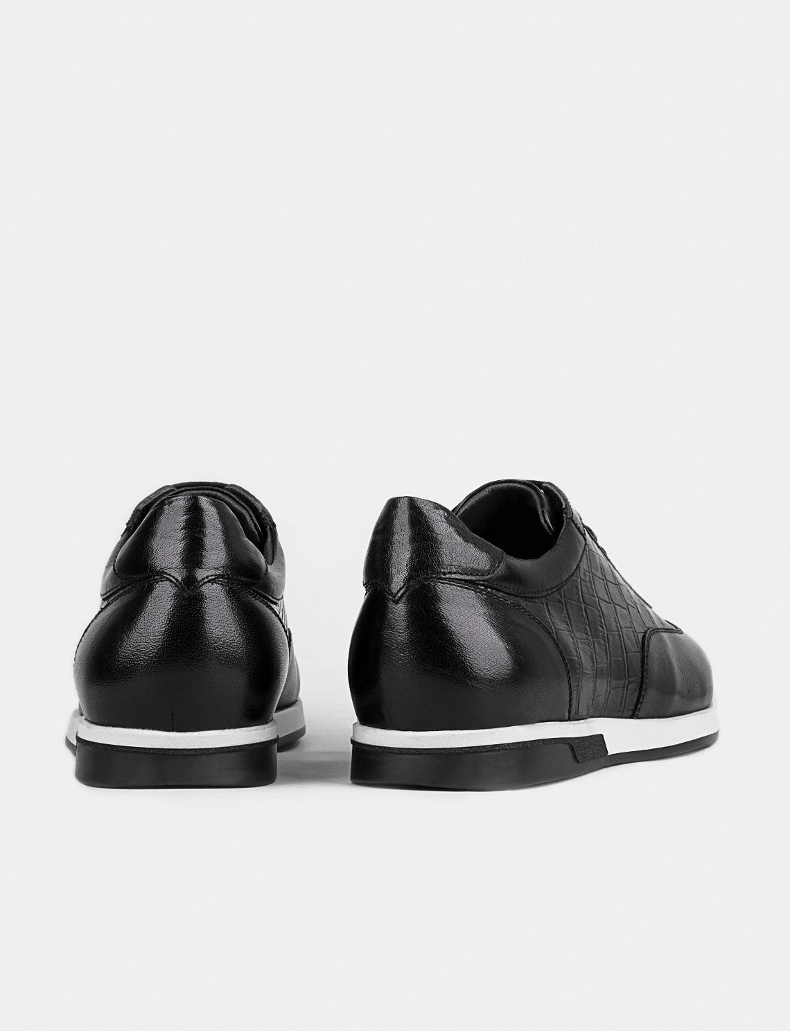 Cabani 323M1574 Erkek %100 Hakiki Deri Sneaker Ayakkabı 1125 Siyah Bufalo-Siyah Kroko