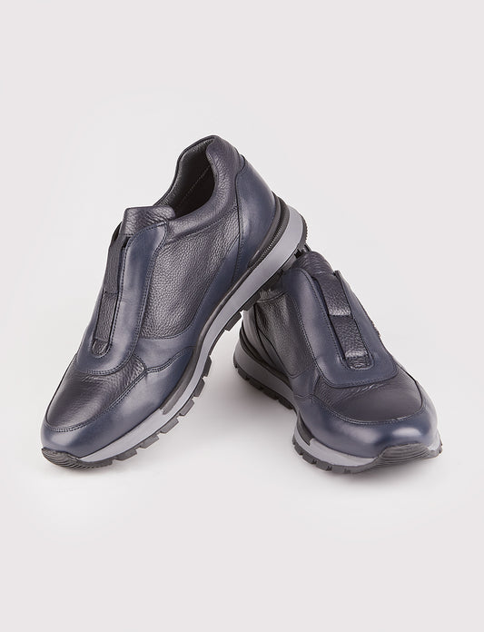 Cabani 460C1579 Erkek %100 Hakiki Deri Sneaker Ayakkabı 1157 Lacivert Napa-Lacivert geyik