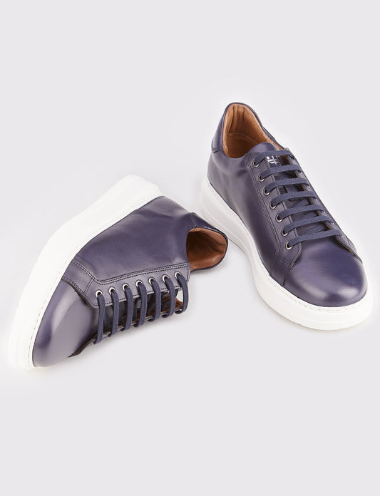 Cabani 184M1495 Erkek %100 Hakiki Deri Sneaker Ayakkabı Lacivert