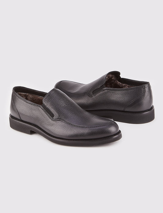 Cabani 063 Erkek %100 Hakiki Deri Loafer Ayakkabı Komple Siyah Geyik