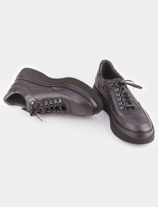 Cabani 6513 Erkek %100 Hakiki Deri Sneaker Ayakkabı Blck MatPass1-3-5.-BlckTrnds2-7.Blck Loriblu4-6