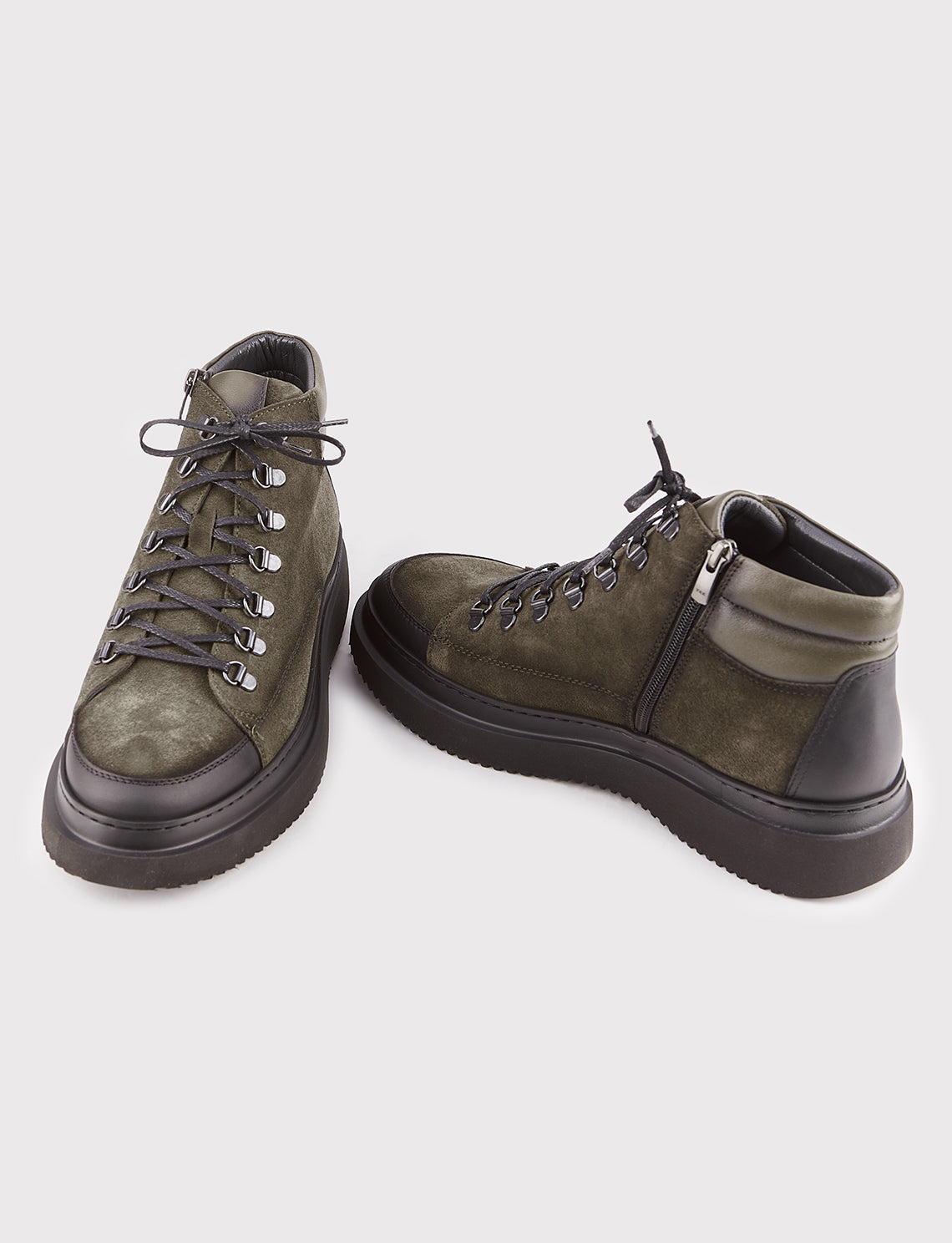 Cabani 6540 Erkek %100 Hakiki Deri Loafer Bot K.Haki Ant.Suet-Blk Mat Pass.1-6 K.Haki Velox3-5