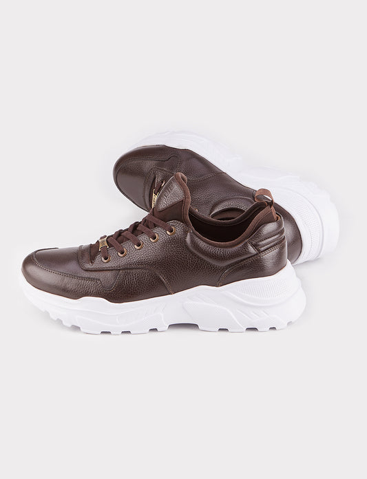 Cabani 256E1181 Erkek %100 Hakiki Deri Sneaker Ayakkabı 327 Kahve Kırma Floter