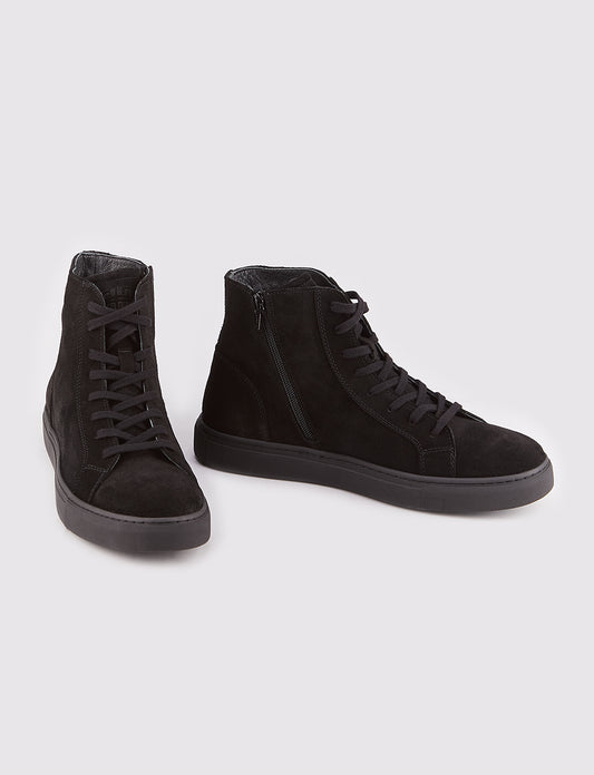 Cabani 518E1582 Erkek Süet Hakiki Deri Loafer Bot 005 Siyah Suet