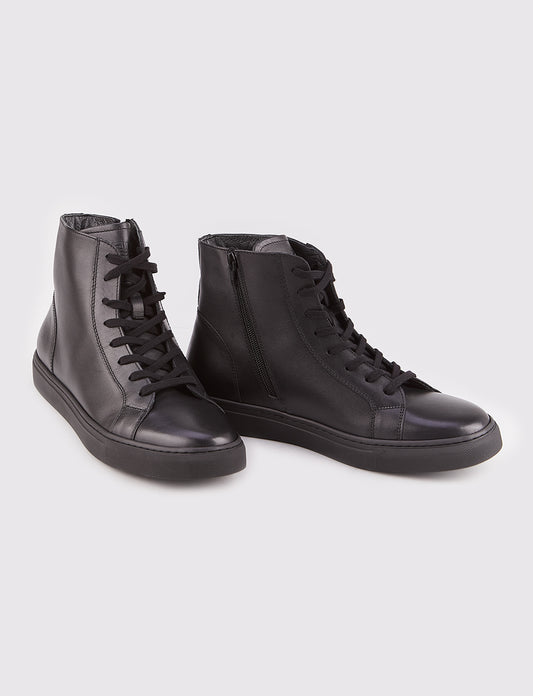 Cabani 518E1582 Erkek %100 Hakiki Deri Loafer Bot 400 Siyah Napa