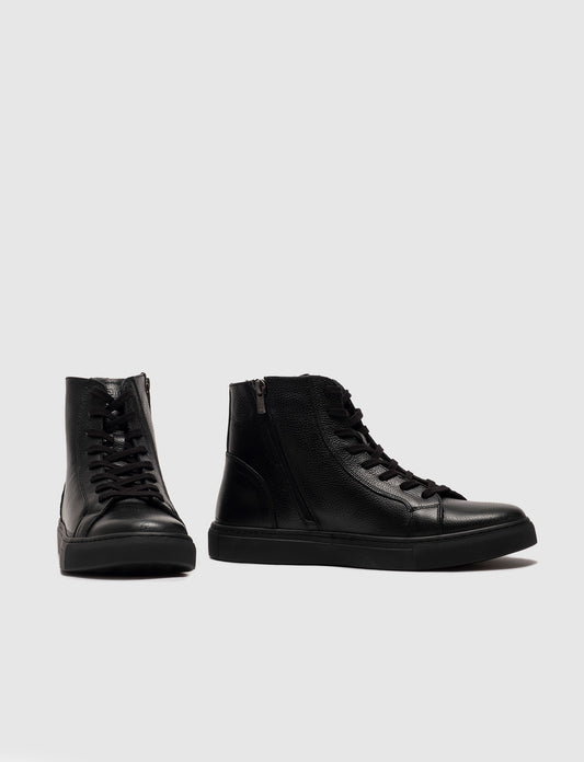 Cabani 518E1582 Erkek %100 Hakiki Deri Loafer Bot 464 Siyah Ufak Kırma