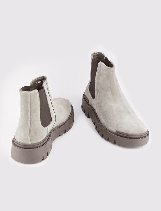 Cabani 542E1595 Erkek Süet Hakiki Deri Loafer Bot 135 Gri Süet