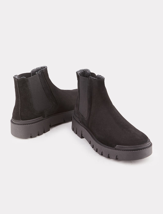 Cabani 542E1595 Erkek Süet Hakiki Deri Loafer Bot 005 Siyah Suet