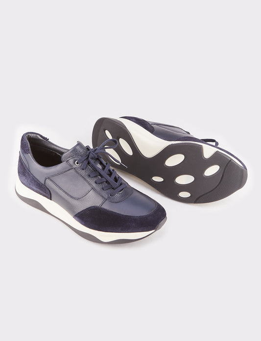 Cabani 535K1577 Erkek %100 Hakiki Deri Sneaker Ayakkabı Lacivert