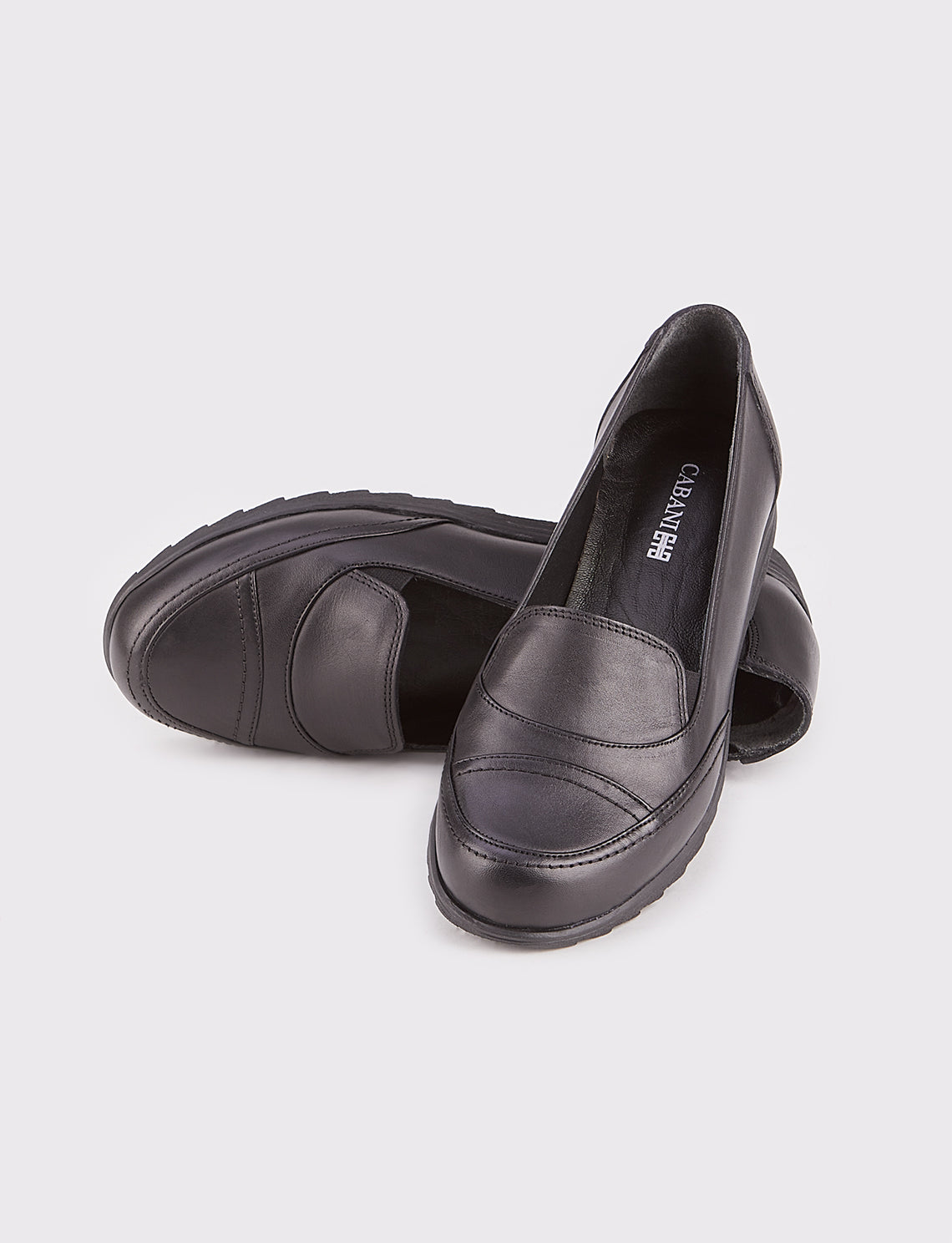 Women Black Genuine Leather Casual Flat Shoes