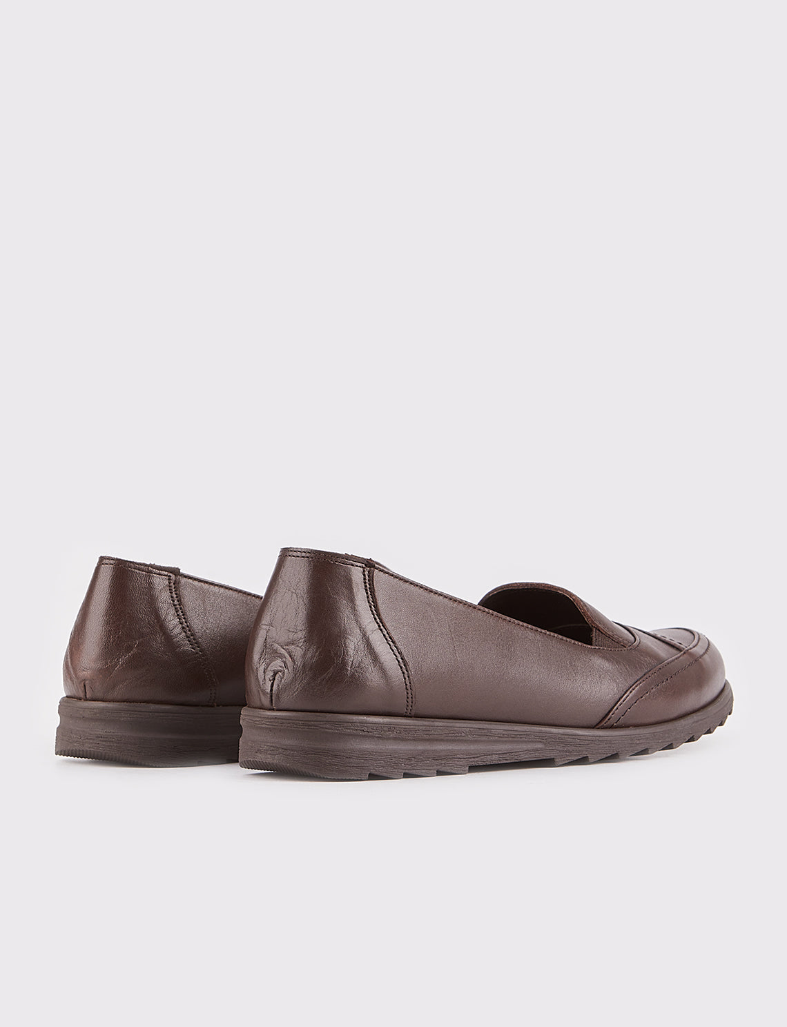 Women Brown Genuine Leather Casual Flat Shoes