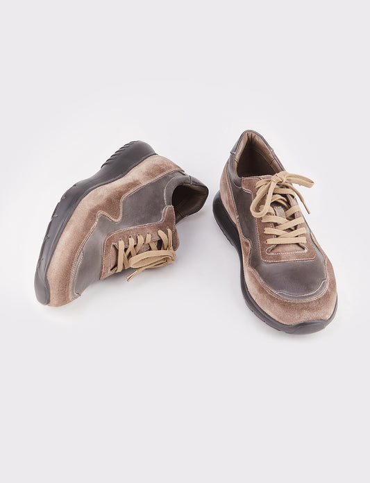 Cabani 540M1581 Erkek %100 Hakiki Deri Sneaker Ayakkabı 1152 Vizon süet-Gri Sabunlu-Gri Napa