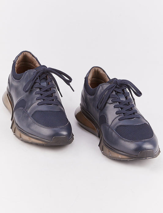 Cabani 552M1588 Erkek %100 Hakiki Deri Sneaker Ayakkabı 790 Lacivert Antik