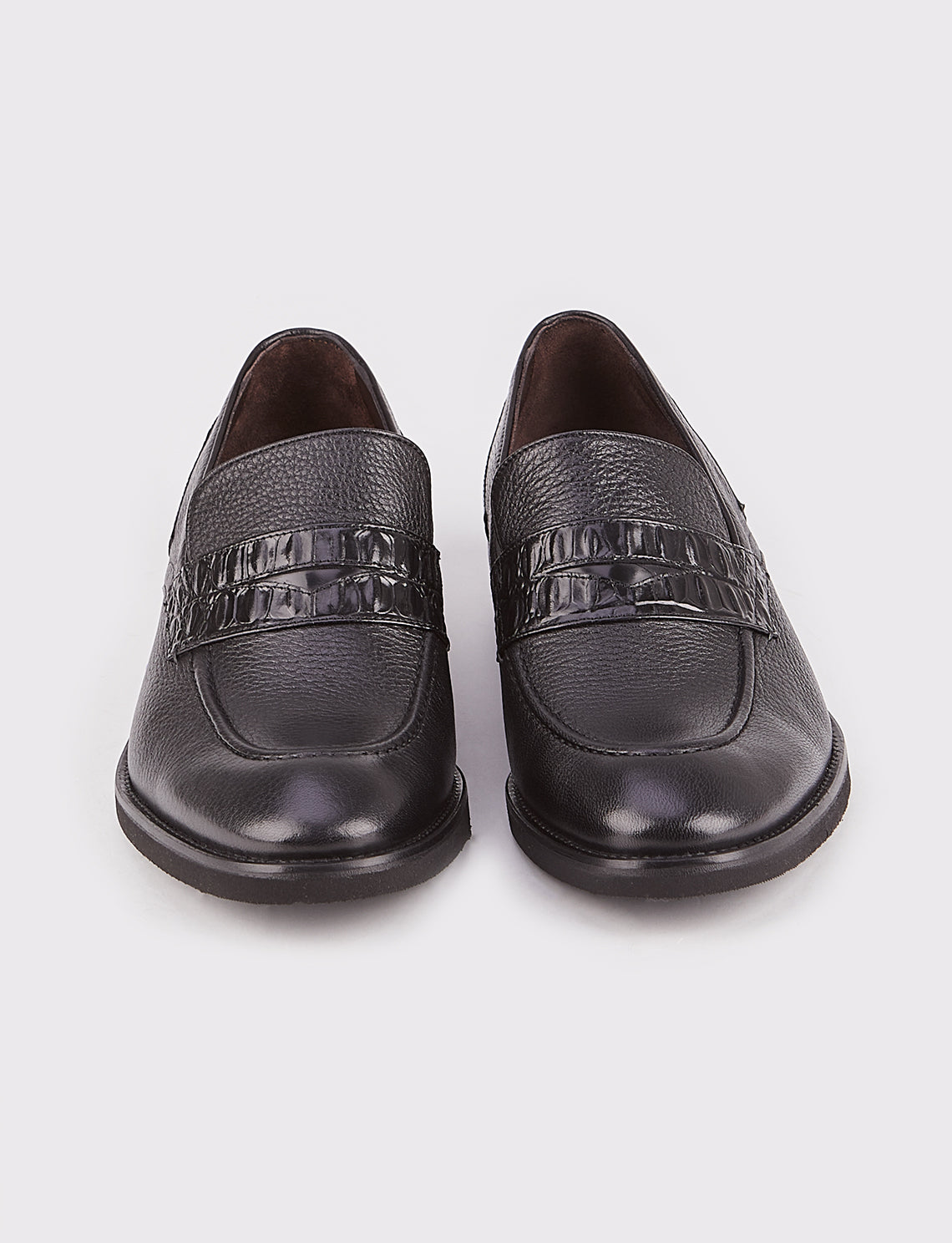 Cabani 050 Erkek %100 Hakiki Deri Günlük Ayakkabı Siyah Geyik-Garni Siyah Calido