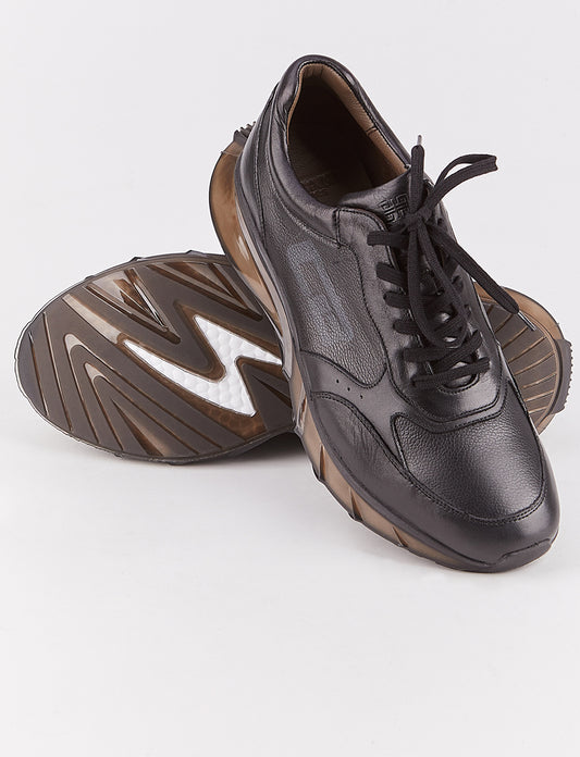 Cabani 552M1589   Erkek %100 Hakiki Deri Sneaker Ayakkabı 1169 Siyah Napa-Siyah ince kırma