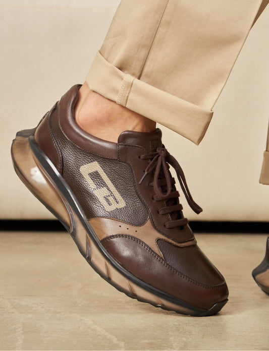 Cabani 552M1589   Erkek %100 Hakiki Deri Sneaker Ayakkabı 1171 Kahve Napa -Kahve ince kırma-Açık Kahve